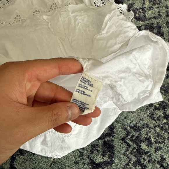 Strapless Women’s American Eagle Y2K Eyelit White Mini Dress Summer Preppy Boho - Picture 11 of 11